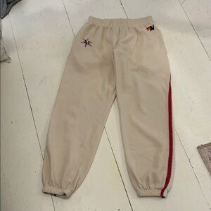 Women’s Aviator Nation Cream Sweatpants with rainbow Stripes sz Small